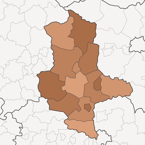 Saksan kartta liittovaltio Sachsen-Anhalt naapurimaiden kanssa - Vektori, kuva
