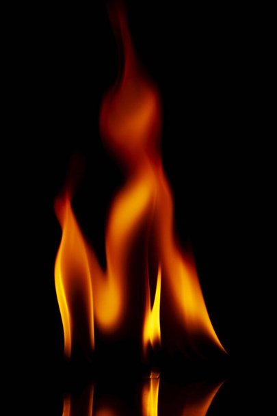 Fire flames isolated on a black background - Foto, afbeelding