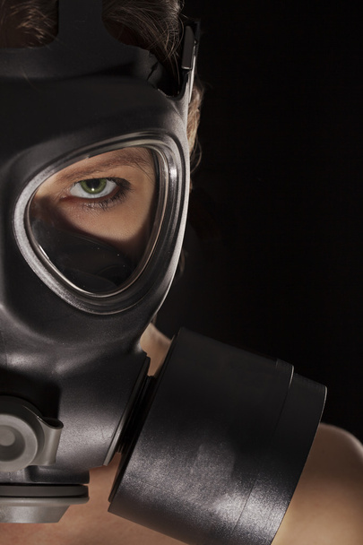 Sexy Woman wearing a Ammo Gas Mask - Photo, Image