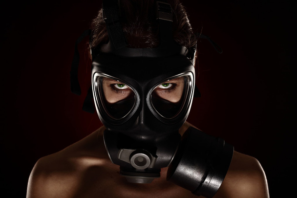 Sexy Woman wearing a Ammo Gas Mask - Photo, Image