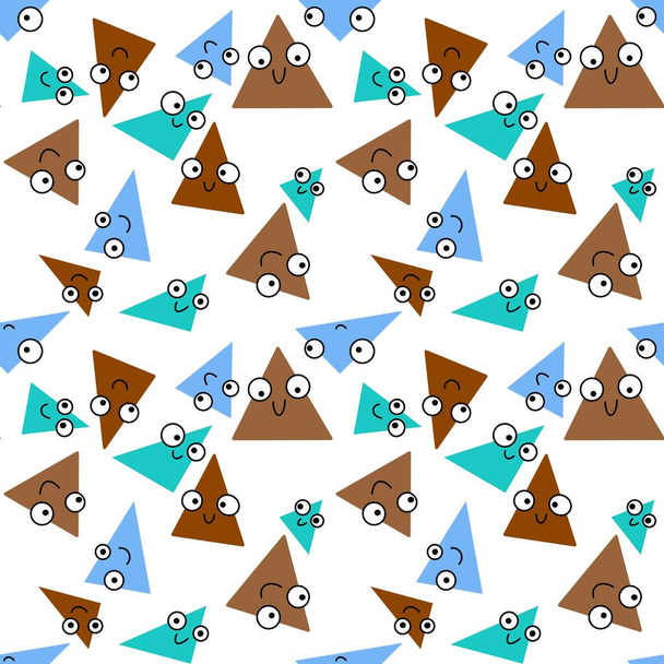 Cartoon seamless triangle with eyes pattern for fabrics and packaging and gifts and linens and kids and wrapping paper - Photo, image