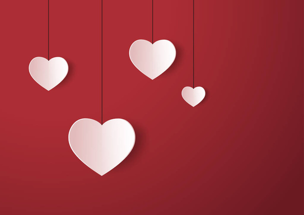 Corazón papel estilo vector. Fondo de San Valentín con corazones de trigo. Estilo de papel realista valentines diseño de tarjetas de día. - Vector, imagen