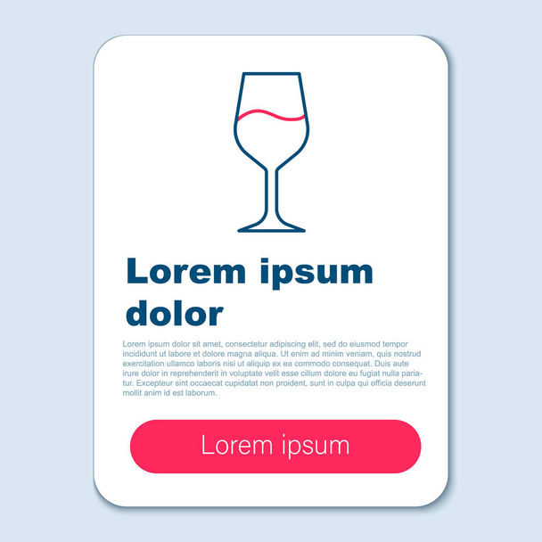 Line Wine glass icon isolated on grey background. Wineglass sign. Colorful outline concept. Vector - Vektör, Görsel