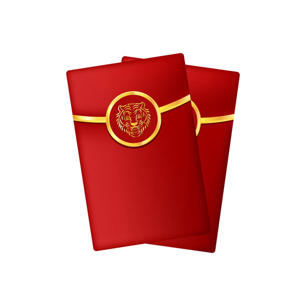Chinese reward. Red paper pack. Envelope vector. Year of the Tiger. Red pack. zodiac. A red envelope containing money for children during the Chinese New Year. - Vector, Image