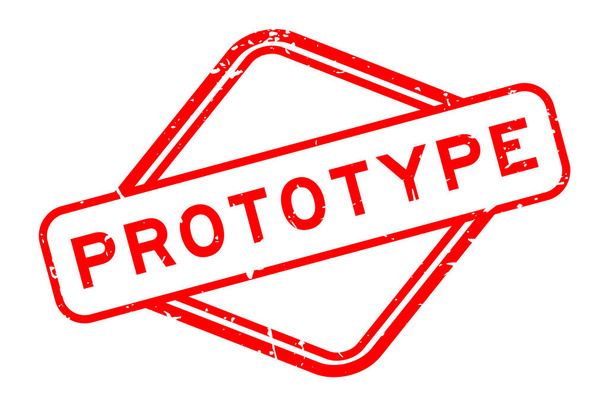 Grunge piros prototípus szó gumi pecsét fehér háttér - Vektor, kép