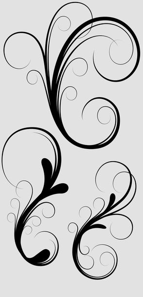 Swirl Thin Curly Elements - Vector, Image