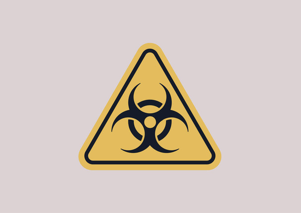A yellow bio hazard prohibition sign, a dangerous area - Vektör, Görsel