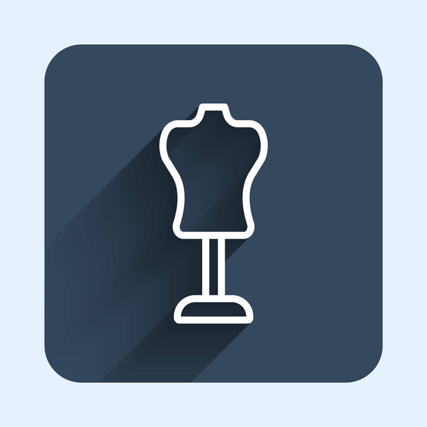 White line Mannequin icon isolated with long shadow background. Tailor dummy. Blue square button. Vector - Vector, Image