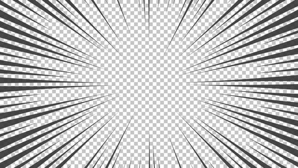 Stripboekpagina met zwarte lijnen geïsoleerd op transparante achtergrond. Template met flash explosiestralen effect textuur. Vectorillustratie - Vector, afbeelding