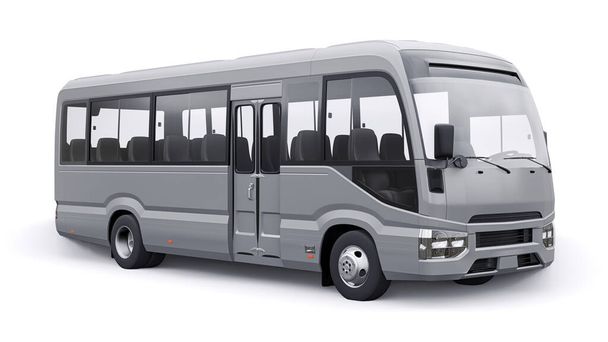 Μικρό λεωφορείο για αστική και προαστιακή για ταξίδια. Αυτοκίνητο με άδειο σώμα για σχεδιασμό και διαφήμιση. 3D εικονογράφηση. - Φωτογραφία, εικόνα