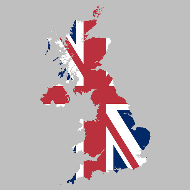 Verenigd Koninkrijk vlag binnen de Britse kaart grenzen vector illustratie  - Vector, afbeelding