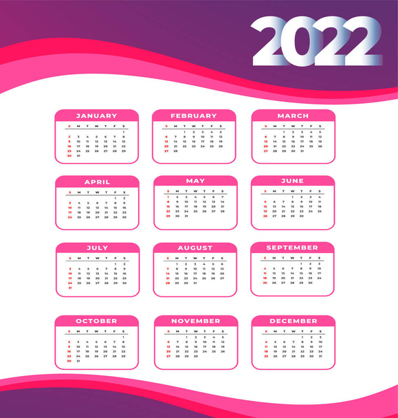 Calendar 2022 Months Happy New Year Abstract Design Vector Illustration White And Pink - Vector, Image