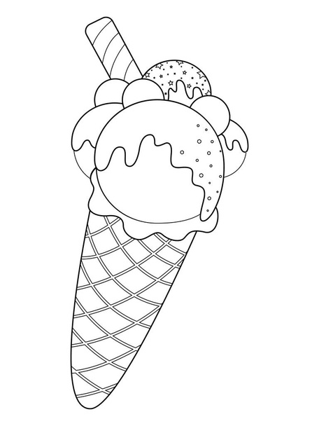 Χρωματισμός σελίδας. Ένα νόστιμο μπάλες παγωτό για παιδιά - Διάνυσμα, εικόνα