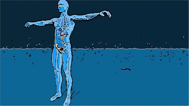 3D-Illustration im Comic-Stil - Immunität gegen Krankheiten mit Partikeln - Foto, Bild