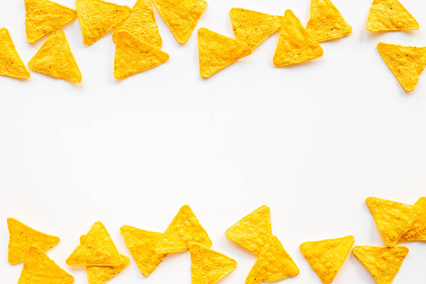 Pattern flat lay food - nachos chips. Snacks for party - Foto, immagini