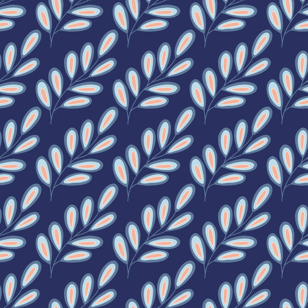Seamless pattern abstract branch on a blue background. Vector illustration hand drawn. Twig floral element. Botanical exotic plant wrapping or textile print - Wektor, obraz