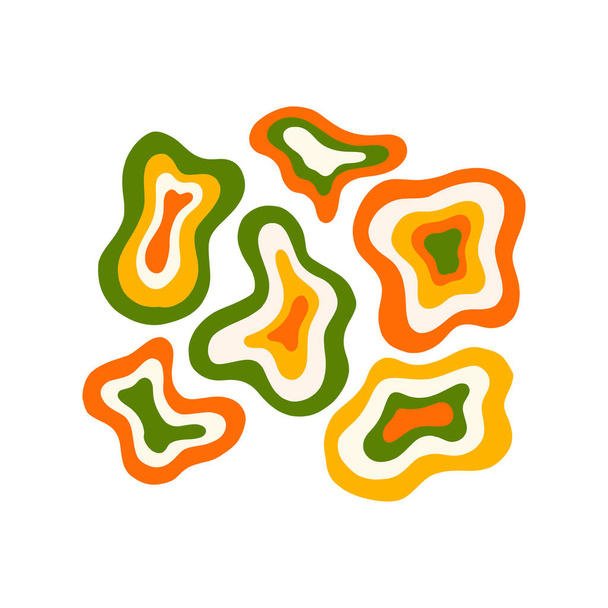 Set di forme fluide multicolore astratte. I posti sono situati nell'un l'altro, ondulato curvo. Illustrazione vettoriale isolata disegnata a mano - Vettoriali, immagini
