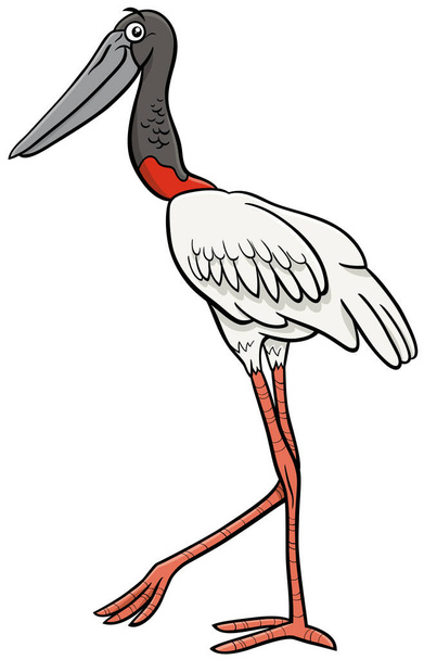 Cartoon illustration of funny jabiru bird comic animal character - Вектор,изображение