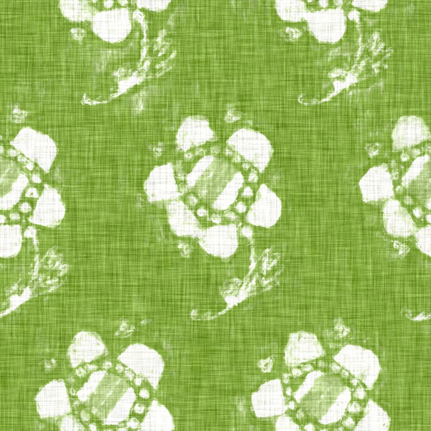 Hand drawn flower motif linen texture. Whimsical garden seamless pattern. Modern spring doodle floral nature textile for home decor. Botanical scandi style rustic green all over print. - Photo, Image