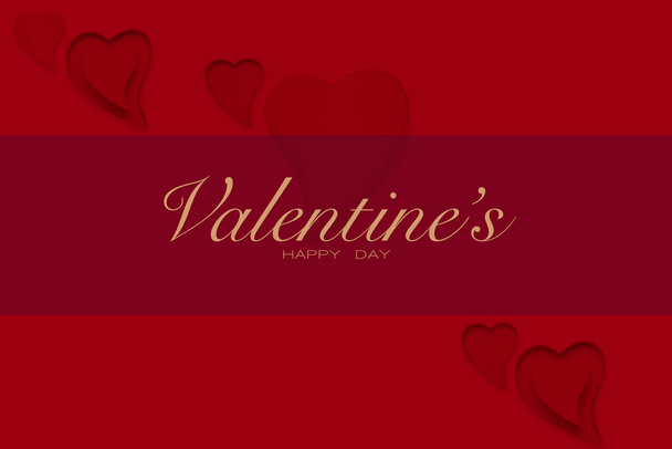 Biglietto Buon San Valentino per festeggiare con un Amato con testo centrale su sfondo rosso con cuori decorativi simbolici - Foto, immagini
