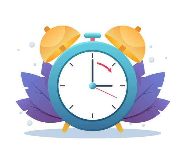 Flat spring forward illustration with clock  - Vector, Image