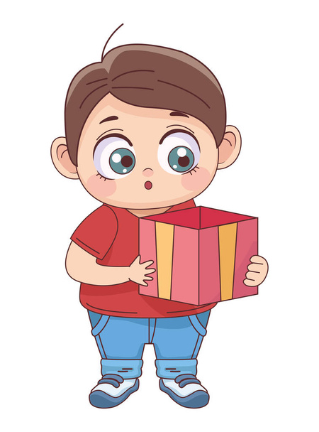 little boy with giftbox - Vettoriali, immagini