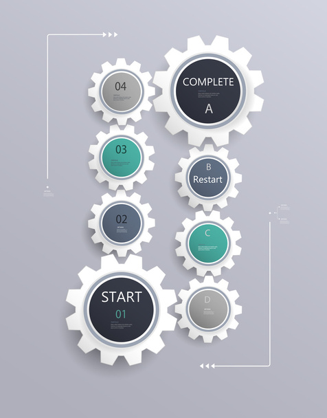 Gears Infographics for successful business steps idea planning. - ベクター画像