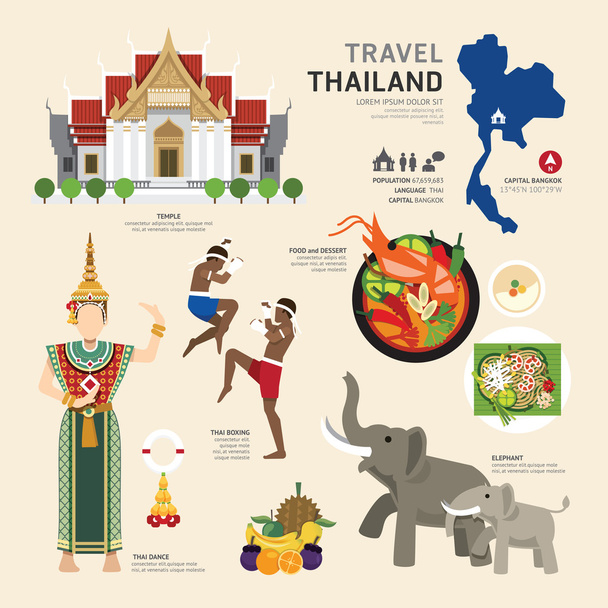 Tailândia ícones planos
 - Vetor, Imagem