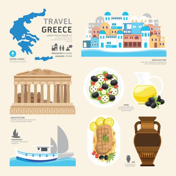 Griechenland flache Ikonen - Vektor, Bild