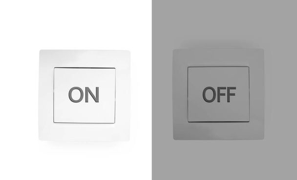 Turned ON and OFF light switches on color background - Foto, immagini