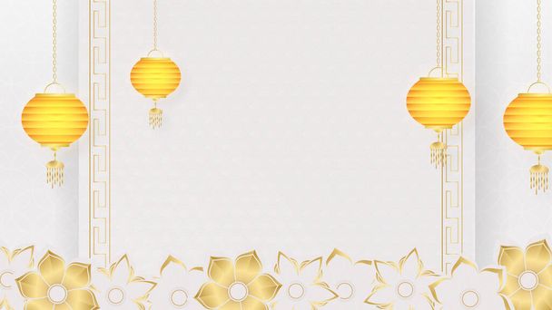 festive new year white gold chinese design background - Vector, Image