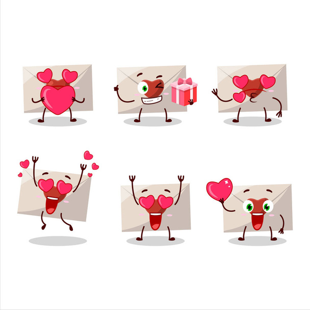 Love envelope cartoon character with love cute emoticon. Vector illustration - Vector, Image