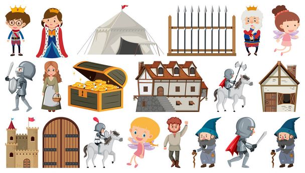Set of fantasy cartoon characters illustration - Vector, Image