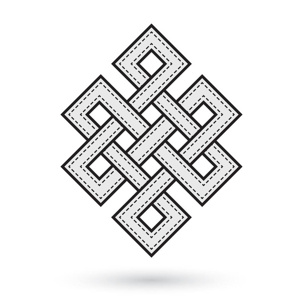 Vector black line tibetan geometric symbol. Isolated on white background. - Вектор,изображение