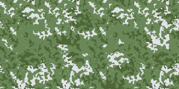 Digital camo. Seamless camouflage pattern. Military modern texture. Green, and white colors. Vector fabric, textile print - Vector, Image