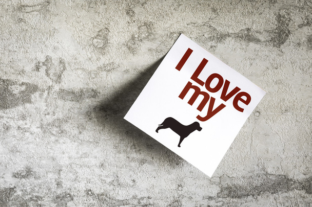 Я люблю собаку на папері Записка на тлі текстури
 - Фото, зображення