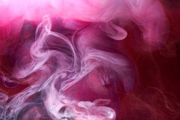 Pink smoke ink background, colorful fog, abstract swirling touch ocean sea, acrylic paint pigment underwater - Foto, Bild