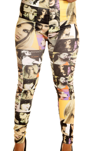 Woman in her leggings with faces - Foto, immagini