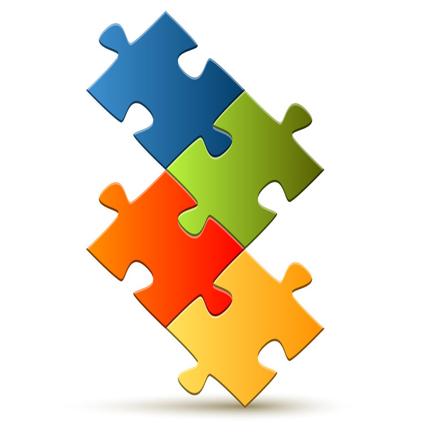 Puzzle - composed four parts - Vector, Image