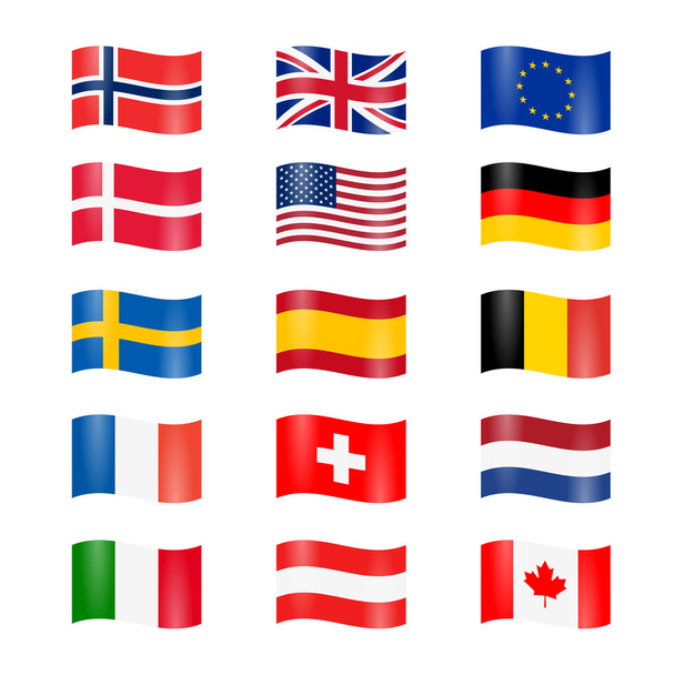σύνολο σημαιών ταλαντευμένο χώρα - Διάνυσμα, εικόνα