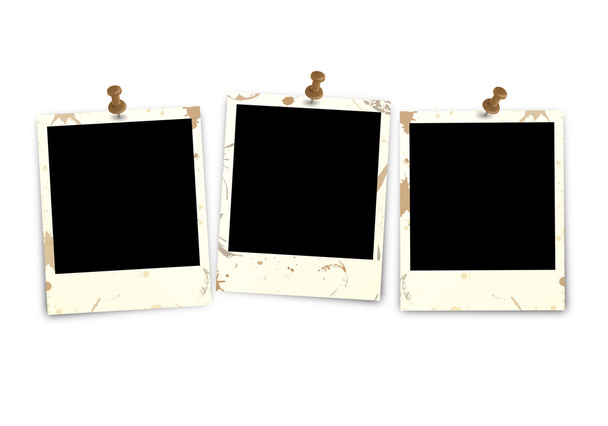 Drei Polaroids mit Nadel verschmutzt - Vektor, Bild