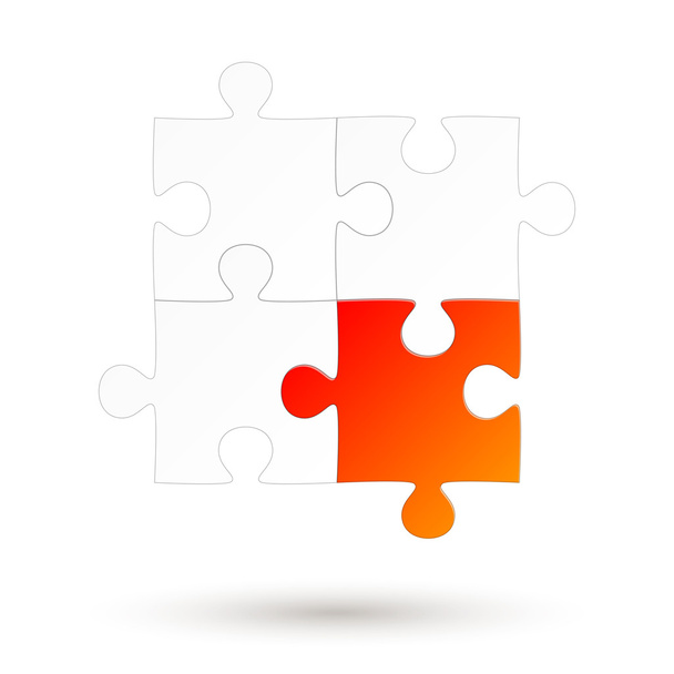 Puzzle - four parts - Red Option - Vector, Image