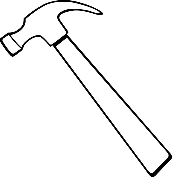 Ilustración vectorial de un martillo dibujado en blanco y negro - Vector, imagen