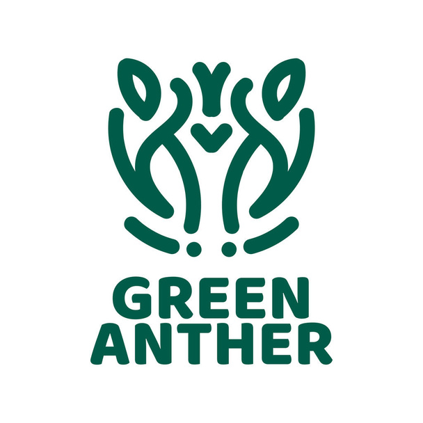 Yeşil anter çiçek doğa logosu tasarım illüstrasyonu - Vektör, Görsel