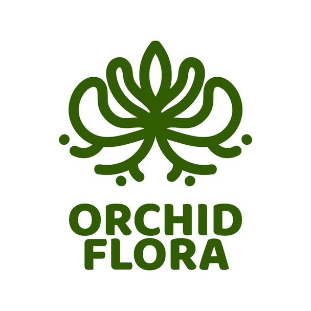 orkide flora yeşil doğa logosu tasarım illüstrasyonu - Vektör, Görsel