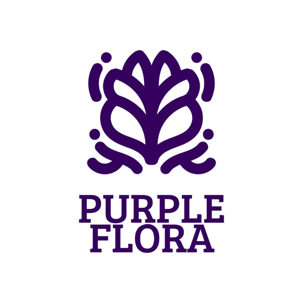 mor flora çiçeği doğa logosu tasarım illüstrasyonu - Vektör, Görsel