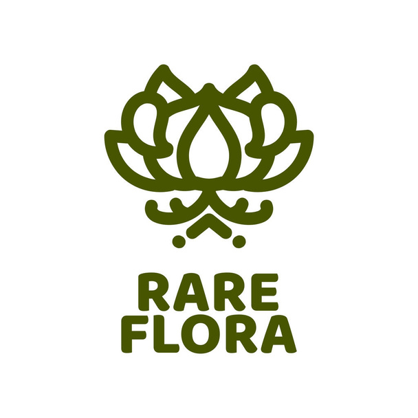 Nadir bulunan flora çiçeği Yeşil doğa logosu tasarım illüstrasyonu - Vektör, Görsel