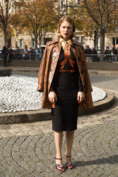 Lea Seydoux  arrives at the Miu Miu show as part of the Paris Fashion Week Womenswear Spring/Summer 2016 on October 7, 2015 in Paris, France. - Zdjęcie, obraz