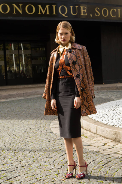 Lea Seydoux  arrives at the Miu Miu show as part of the Paris Fashion Week Womenswear Spring/Summer 2016 on October 7, 2015 in Paris, France. - Photo, Image