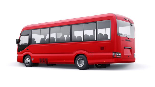 Невеликий автобус для міських та приміських подорожей. Автомобіль з порожнім кузовом для дизайну та реклами. 3d ілюстрація
. - Фото, зображення
